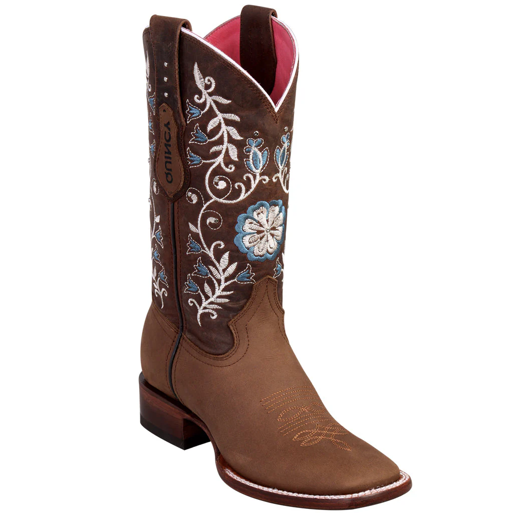 Flowered Cowgirl Boot Square Toe