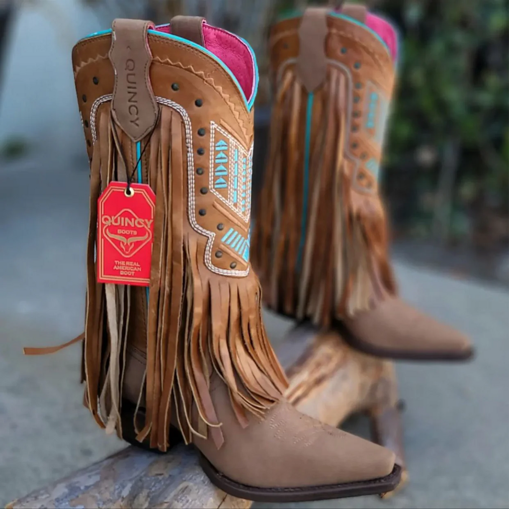 Fringe Cowgirl Boots Snip Toe