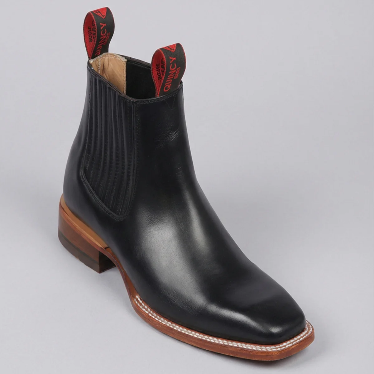 Men's Black Ankle Boots Square Toe