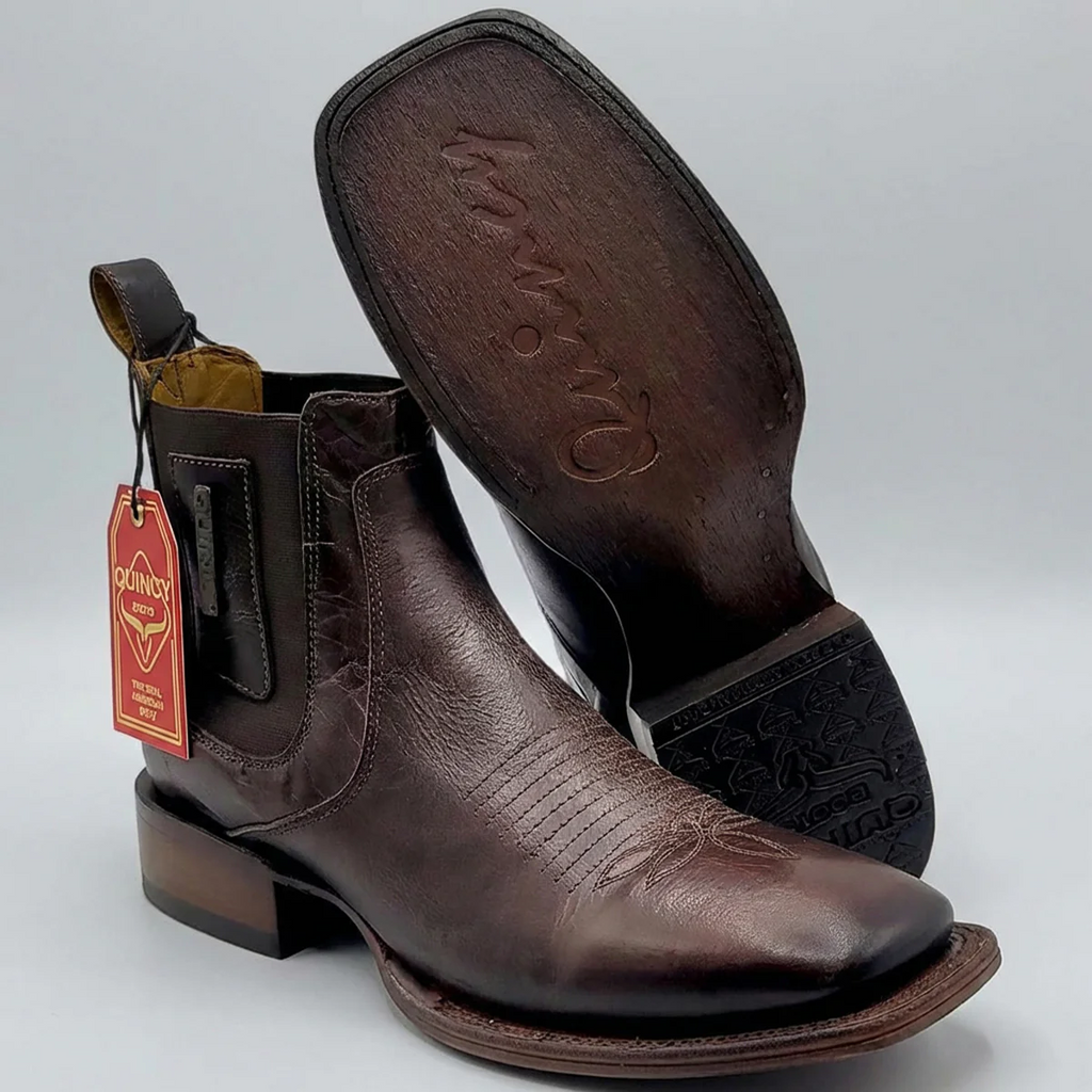 Men's Brown Ankle Boots Square Toe