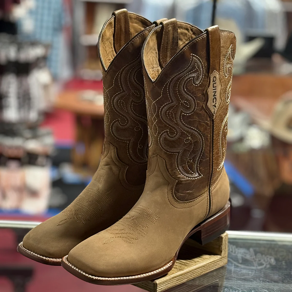 Men's Tan Wide Western Boots Square Toe