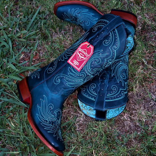 Blue Square Toe Cowgirl Boots