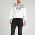 Floral Embroidered White Western Shirts