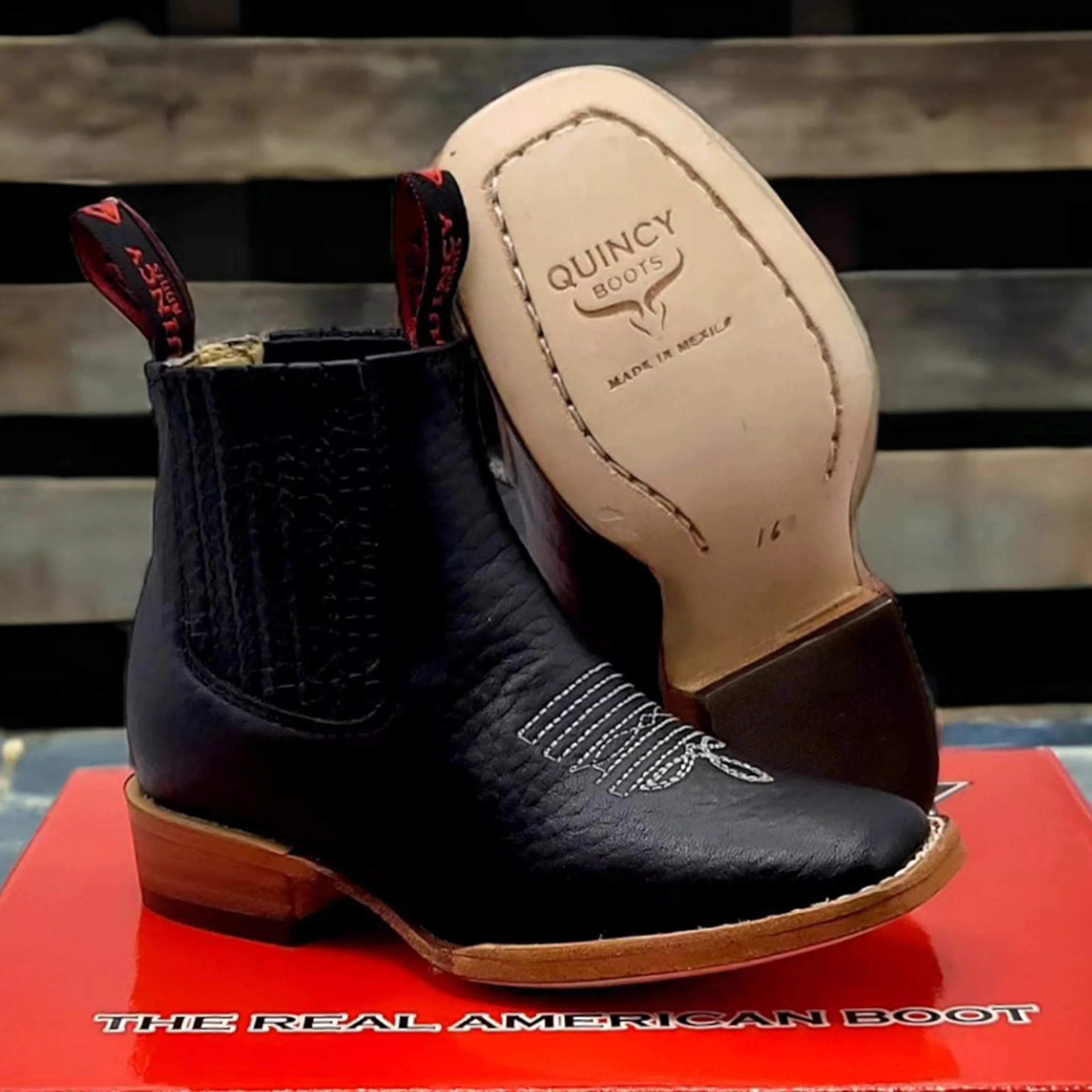 Children's Cowboy Boots Black Square Toe