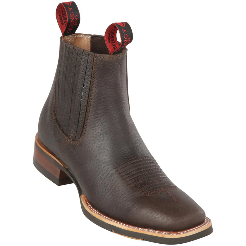 Mens Brown Ankle Boots Square Toe