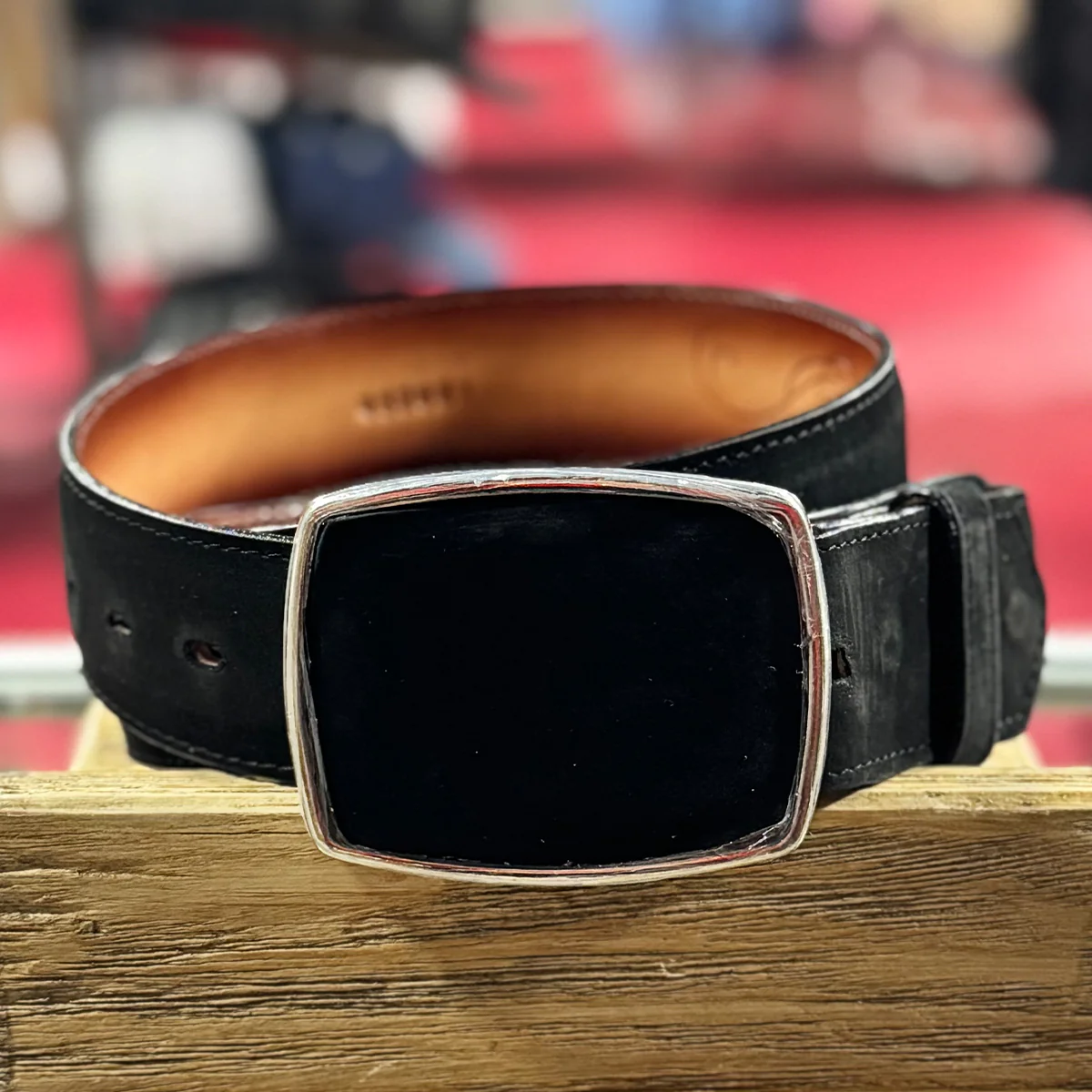 Nubuck Black Western Belt