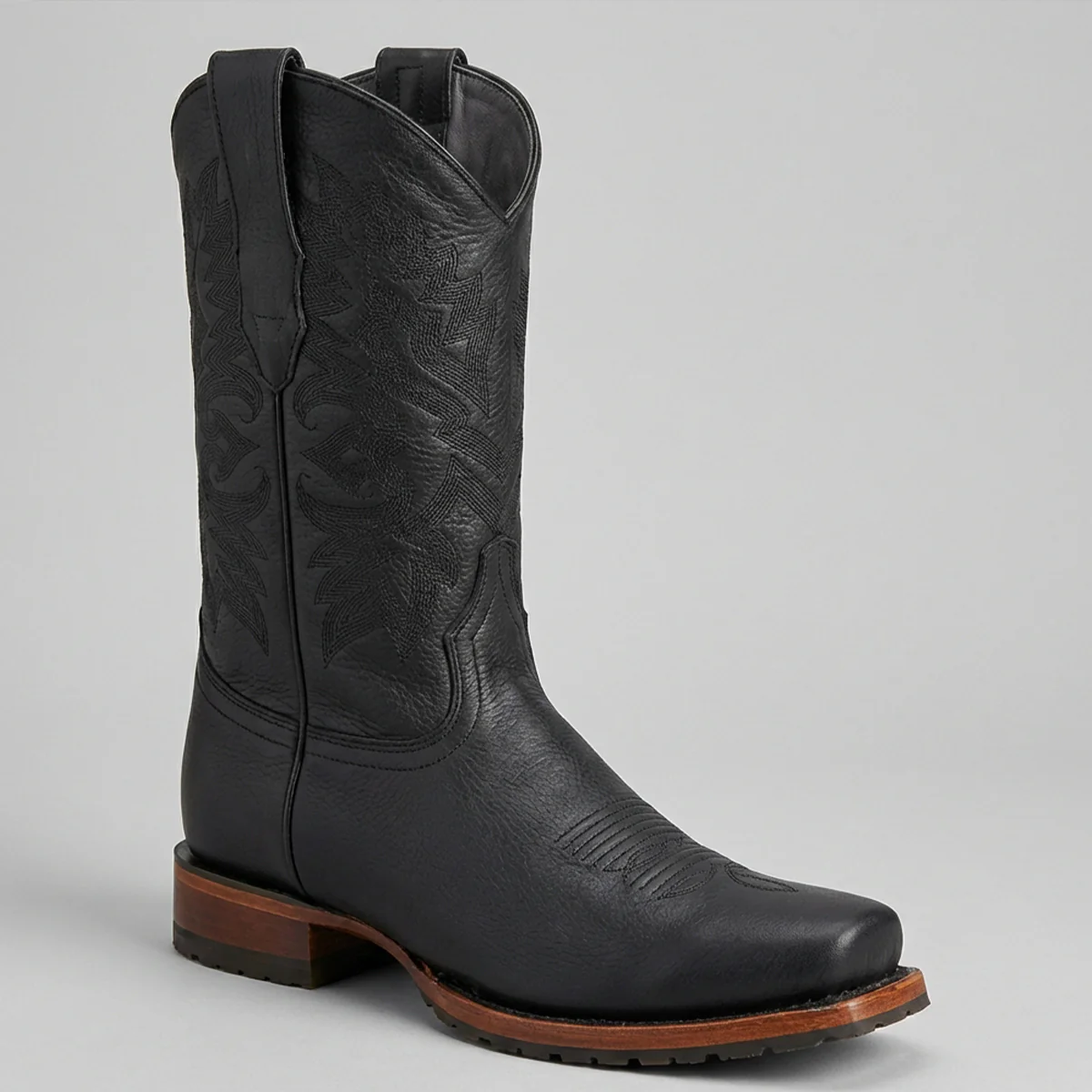 Los Altos Men's Grisly Black 7x Cowboy Boots Square Toe