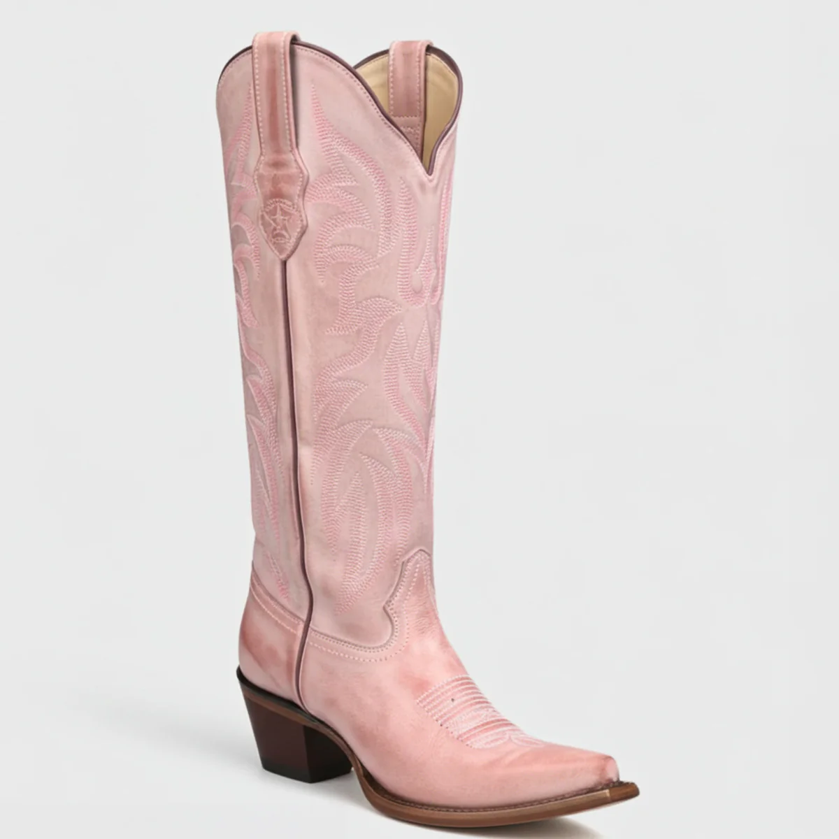 Vintage Pink Knee High Boots Snip Toe