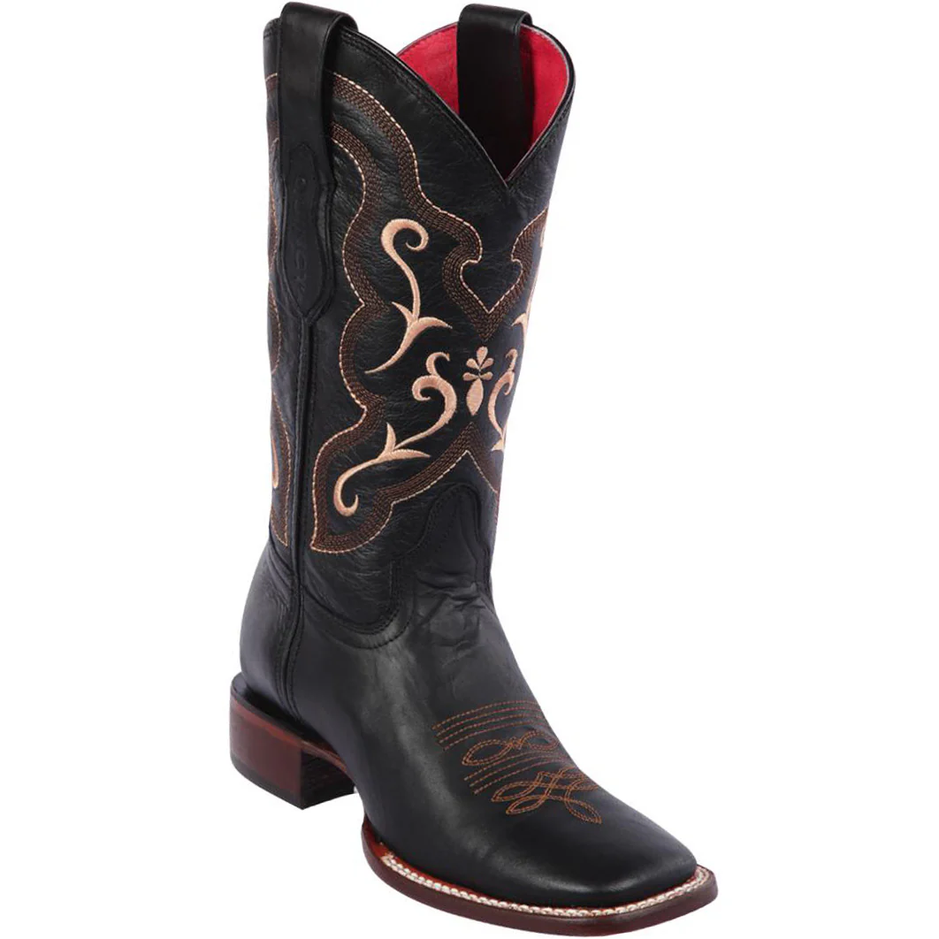 Women's Black Cowboy Boots Square Toe
