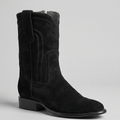 Los Altos Men's Suede Cowboy Boots With Zipper Roper Toe