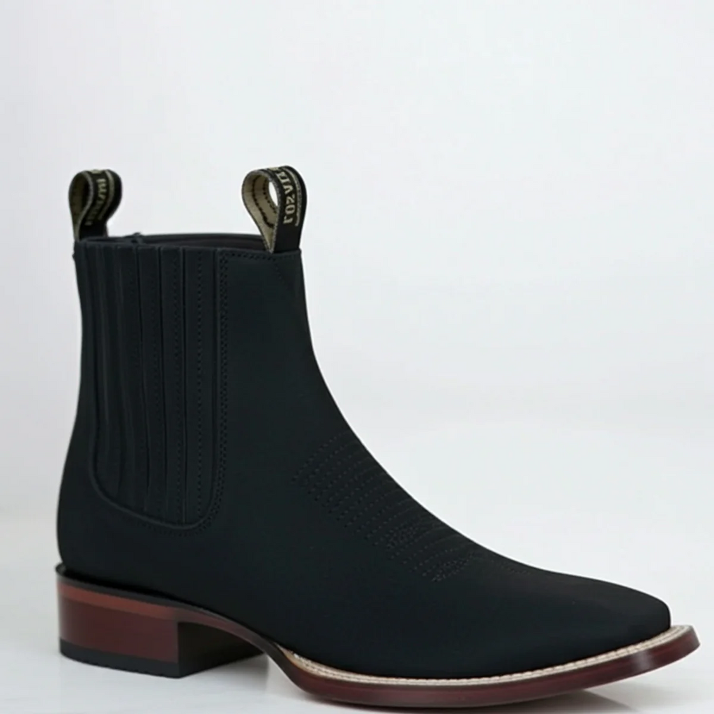 Nubuck Black Boots Square Toe