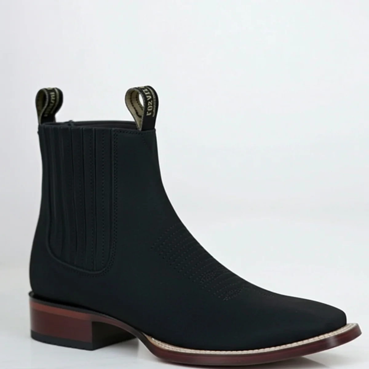 Nubuck Black Boots Square Toe