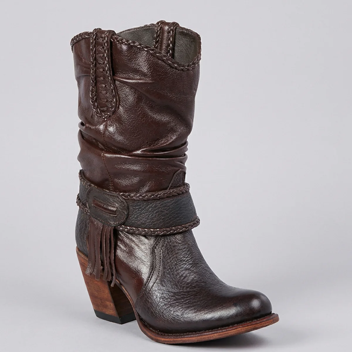 Women's Brown 8" Short Cowgirl Boots R Toe