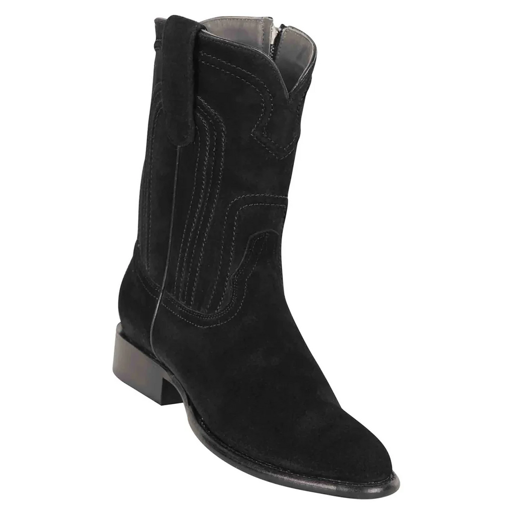 Los Altos Men's Suede Cowboy Boots With Zipper Roper Toe