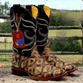 Fish Print Oryx Western Boots Square Toe