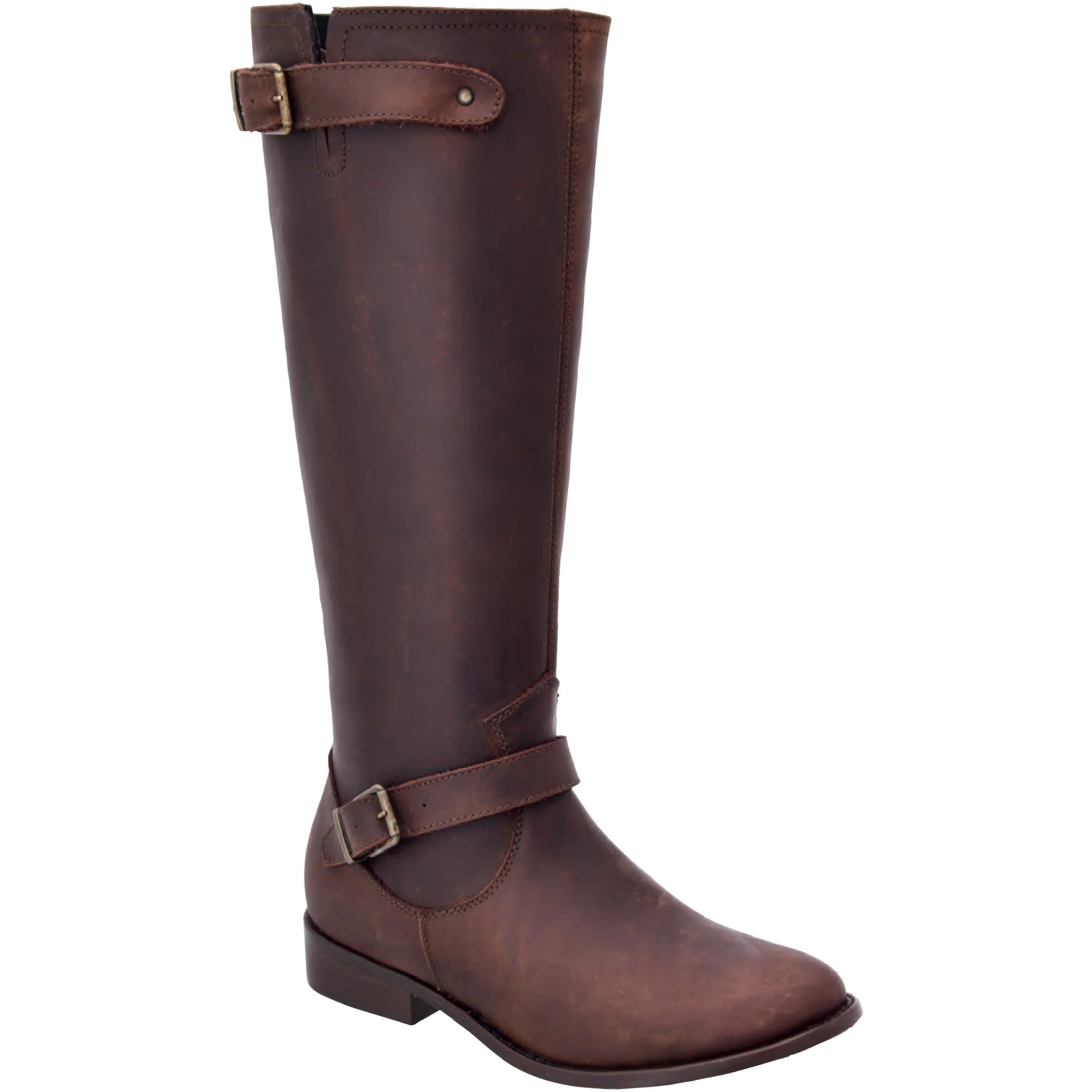 Women's Leather Riding Boots Round Toe