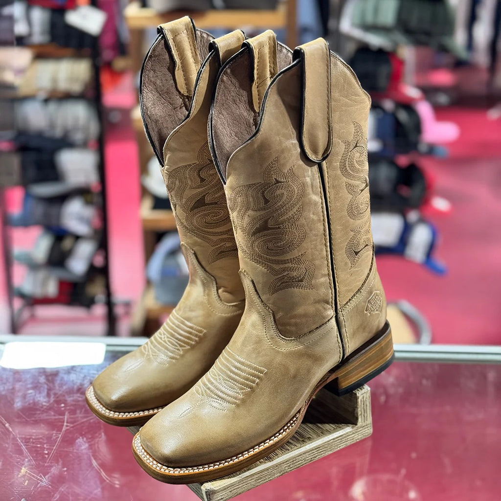 Sand Brown Square Toe Cowgirl Boots