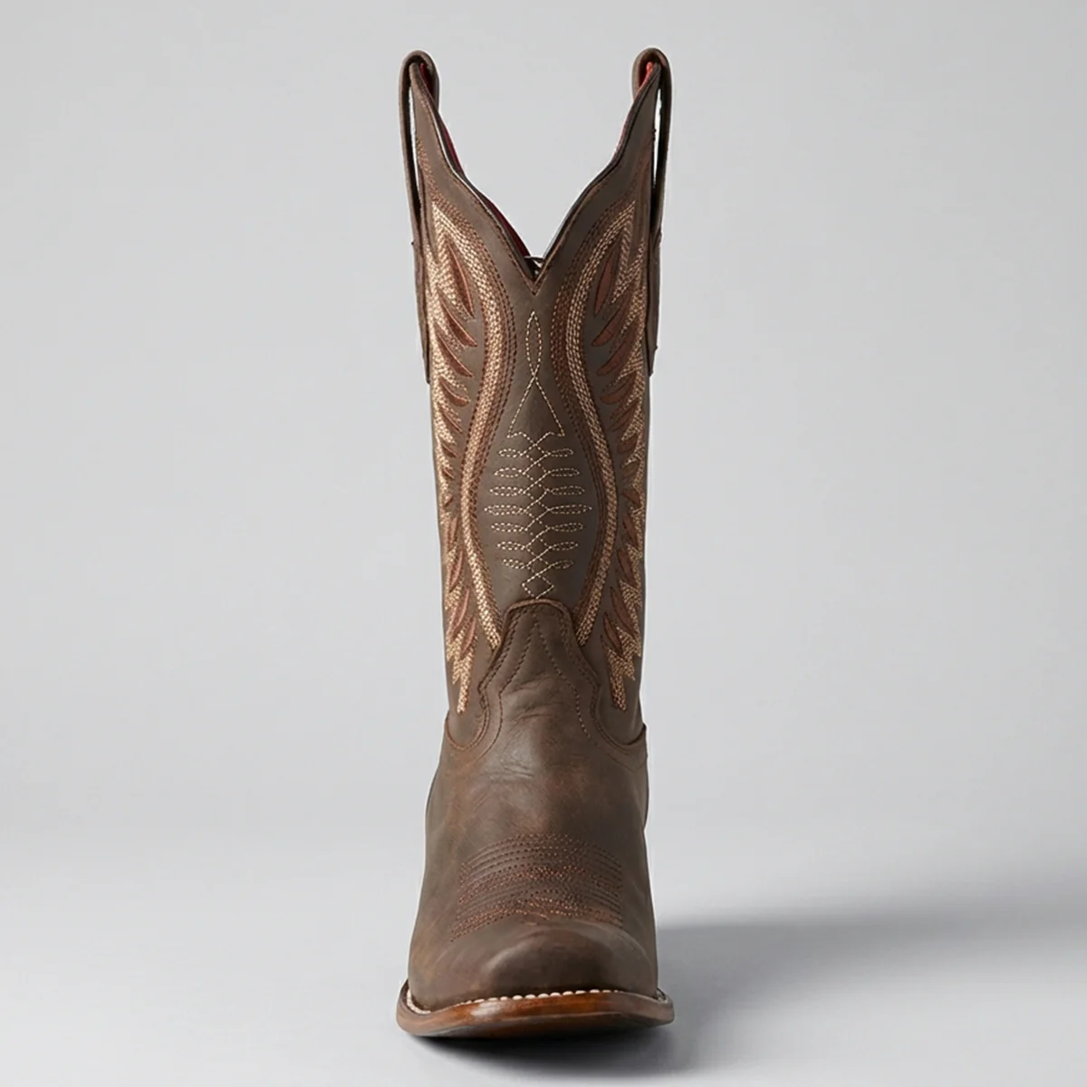 Women's Brown Cowboy Boots Semi Square Toe