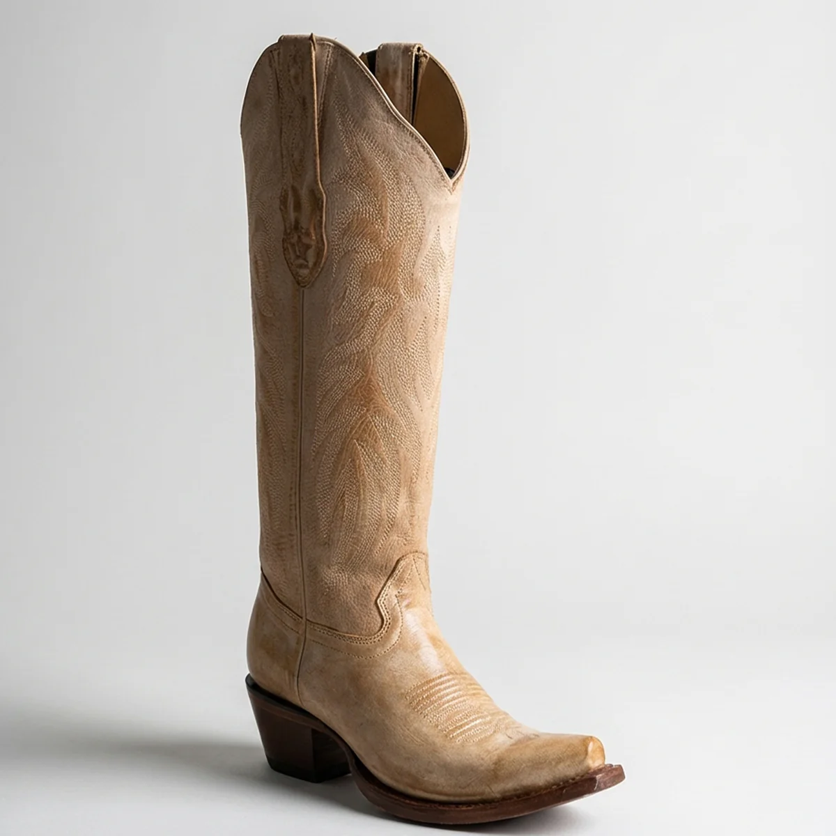 Women's Vintage Honey Brown Knee High Boots Snip Toe