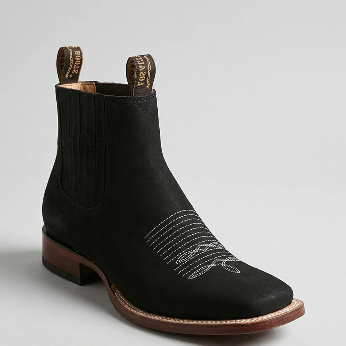Nubuck Black Chelsea Boots Square Toe