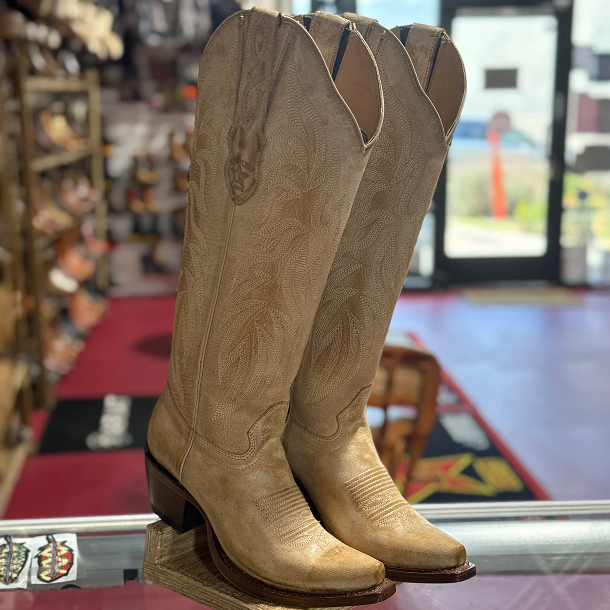 Women's Vintage Honey Brown Knee High Boots Snip Toe