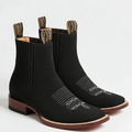 Nubuck Black Chelsea Boots Square Toe