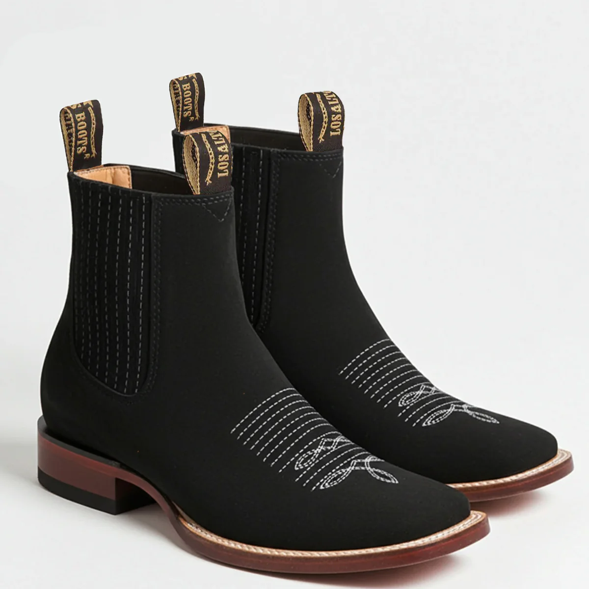 Nubuck Black Chelsea Boots Square Toe