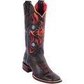 Flower Volcano Cowgirl Boots Square Toe