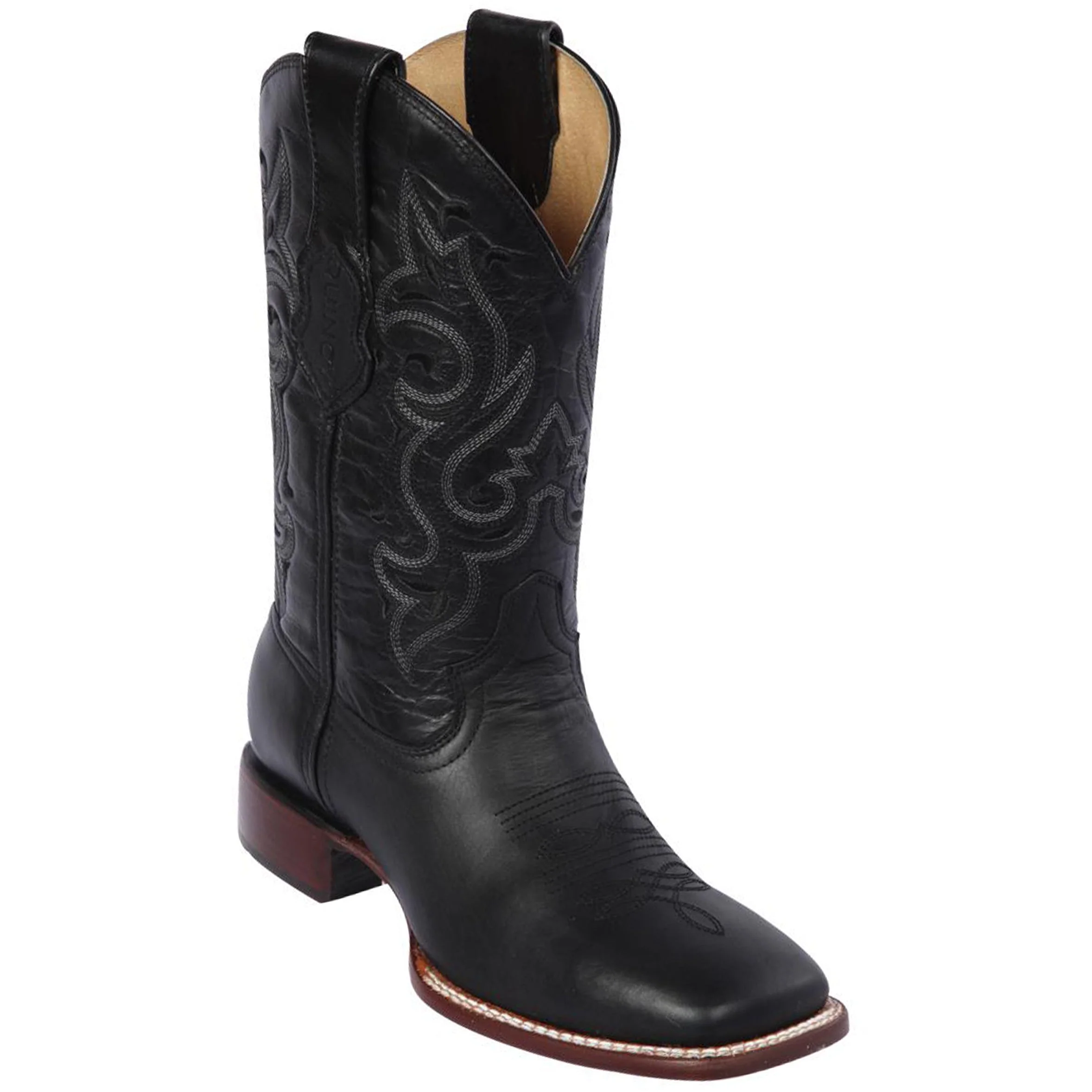 Black Cowboy Boots Square Toe