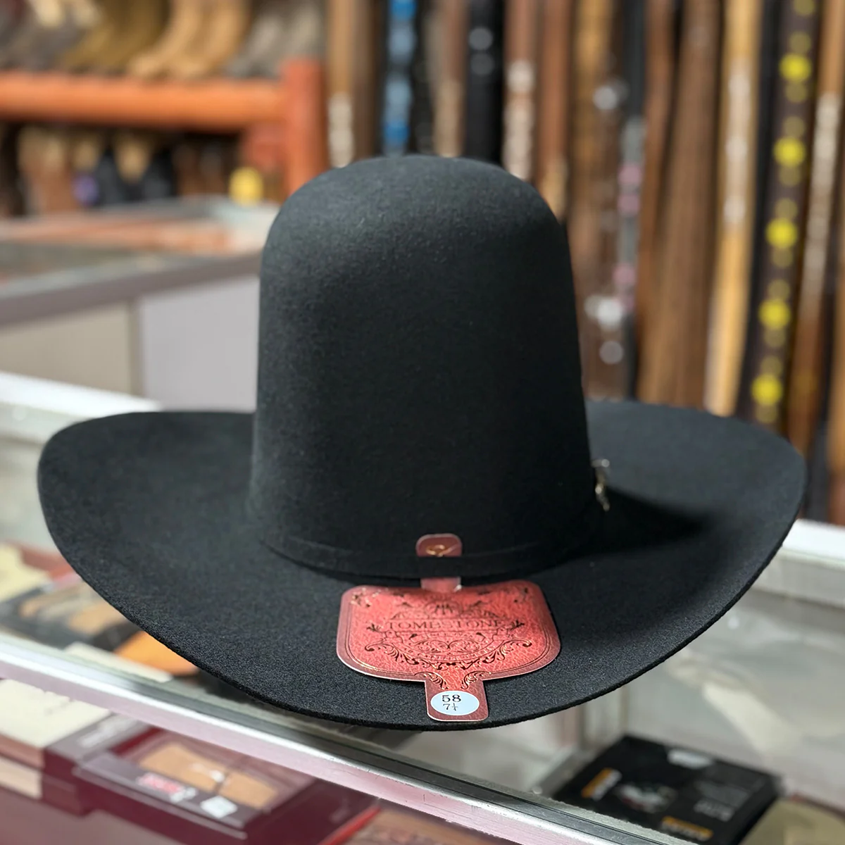 Tombstone 20X Black Open Crown Cowboy Felt Hat