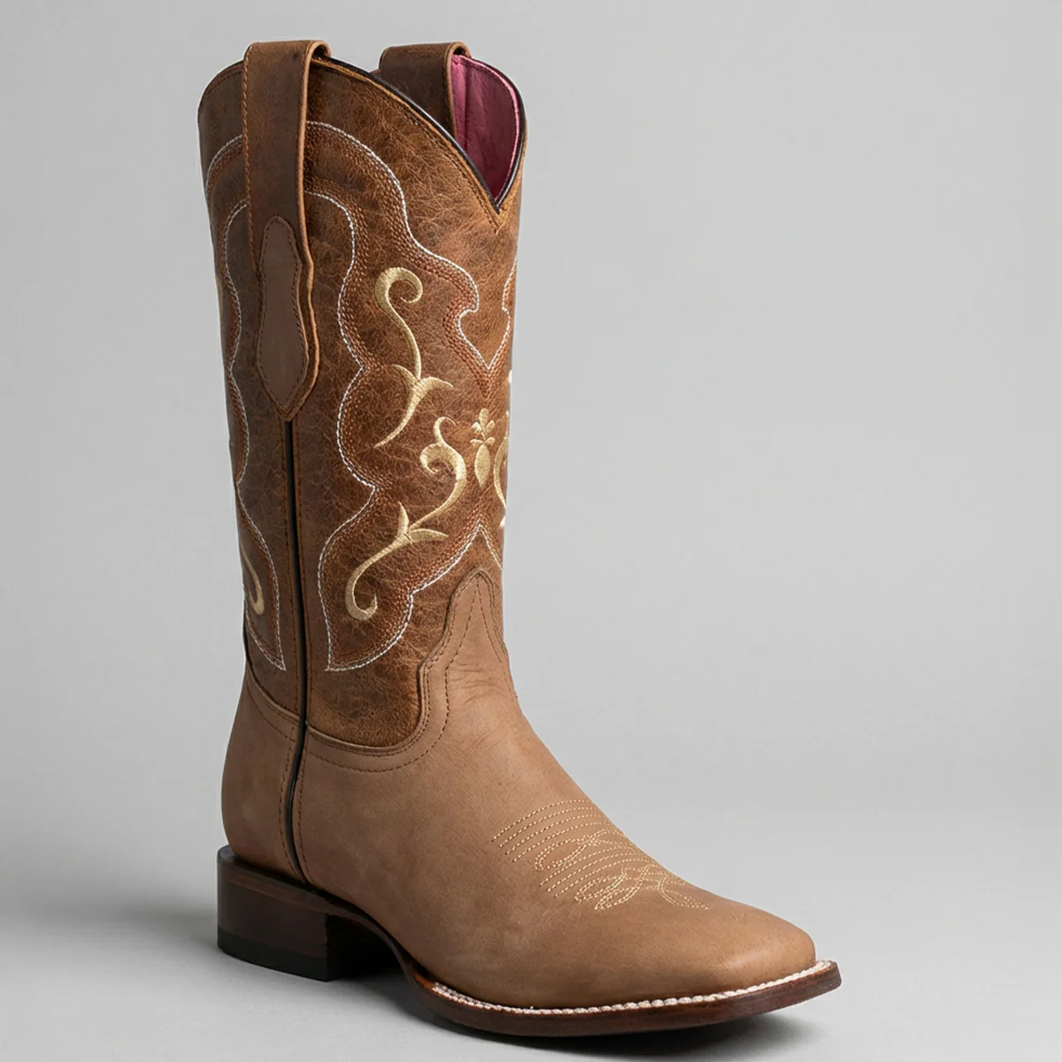 Women's Tan Cowgirl Boots Square Toe