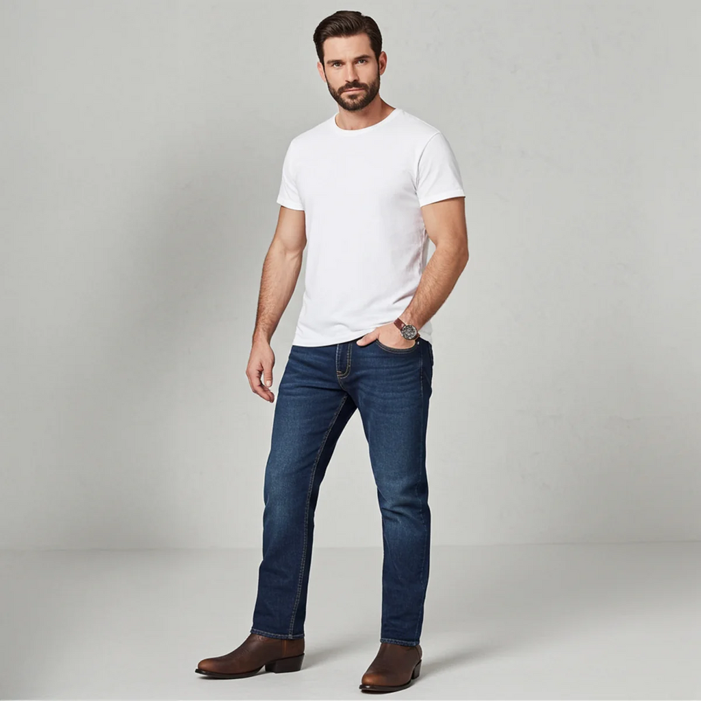 Classic Medium Round Toe Cowboy Boots R Toe