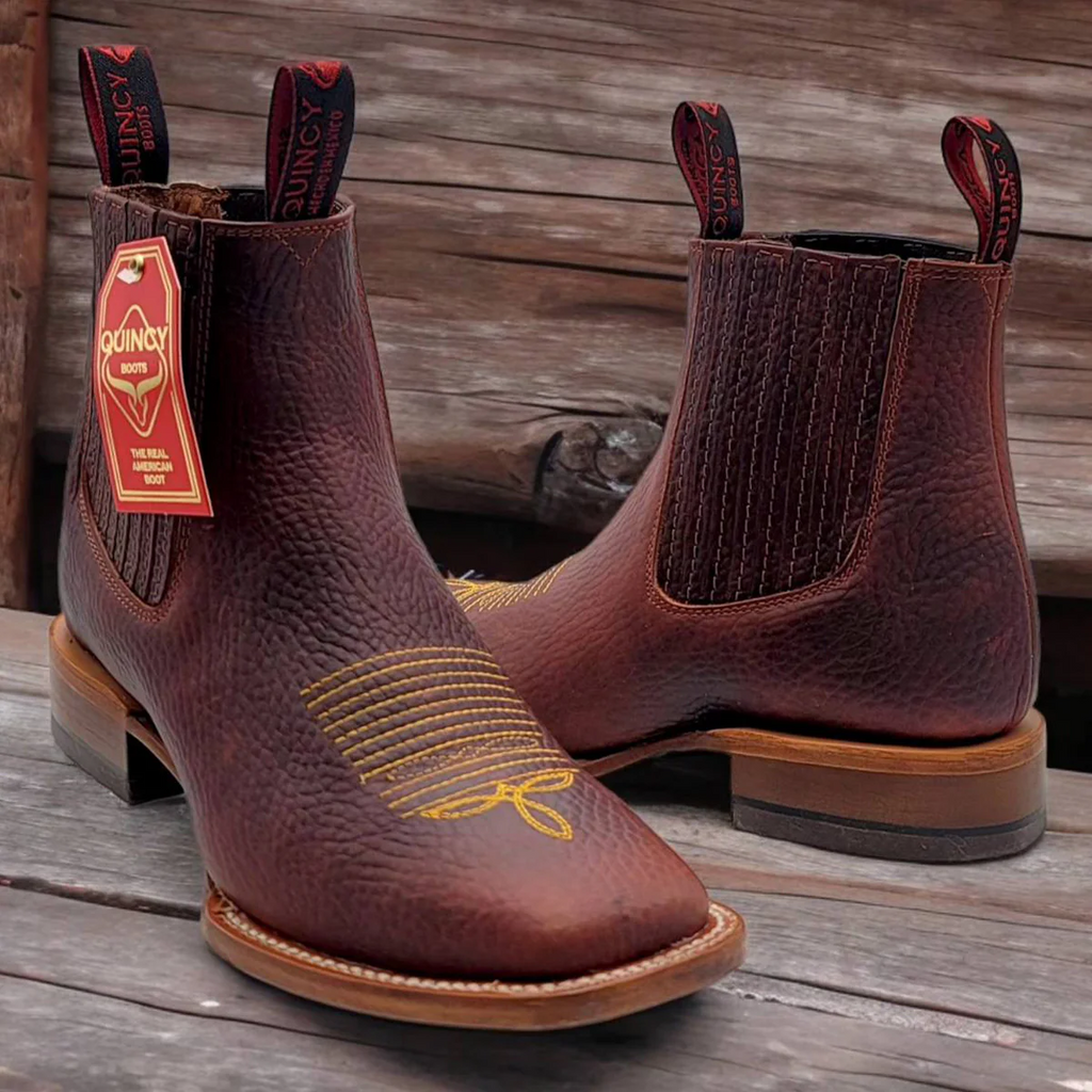 Quincy Men's Shedron Brown Ankle Boots Square Toe
