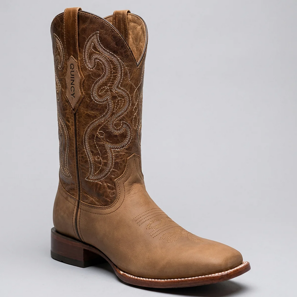 Men's Tan Wide Western Boots Square Toe