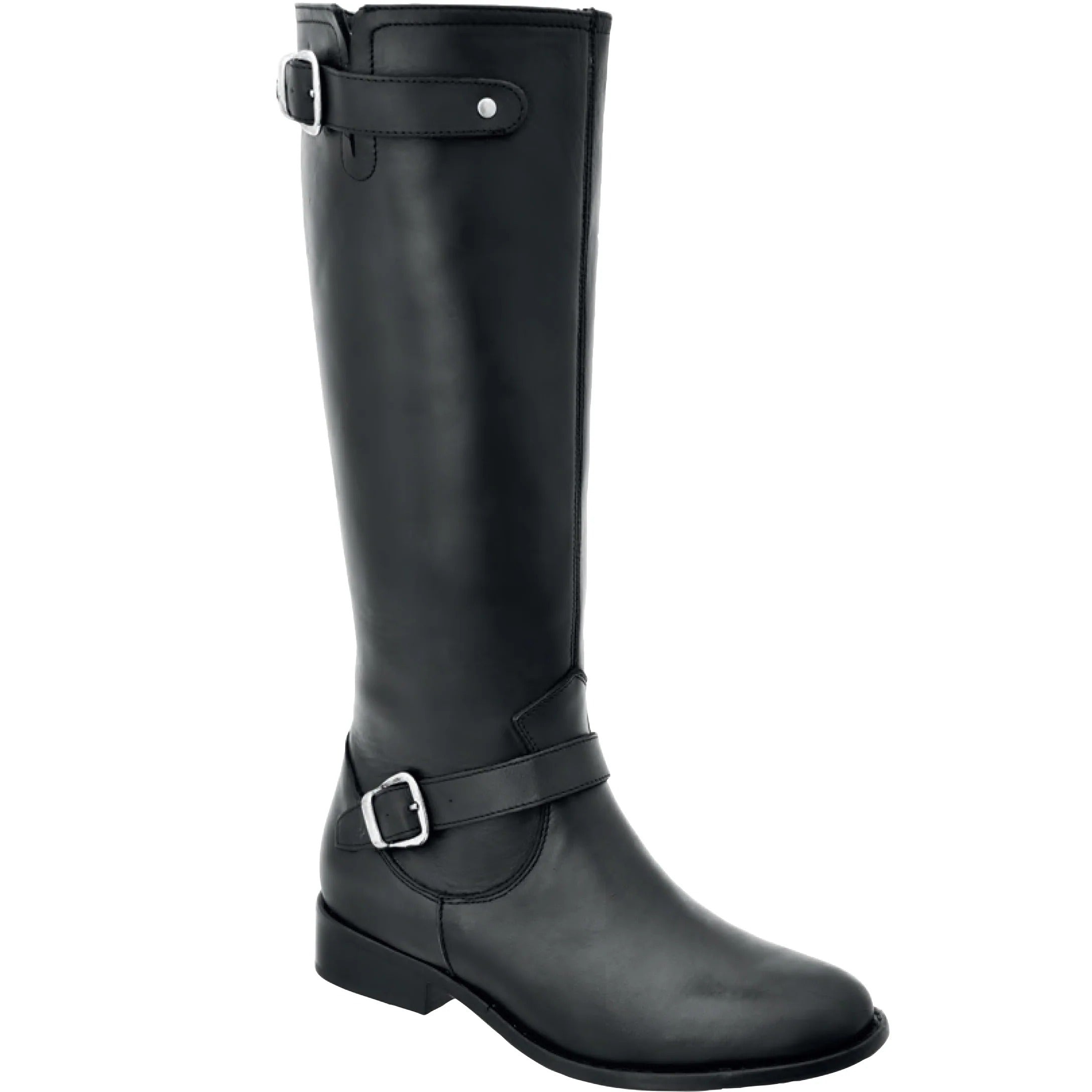 Women's Leather Riding Boots Round Toe