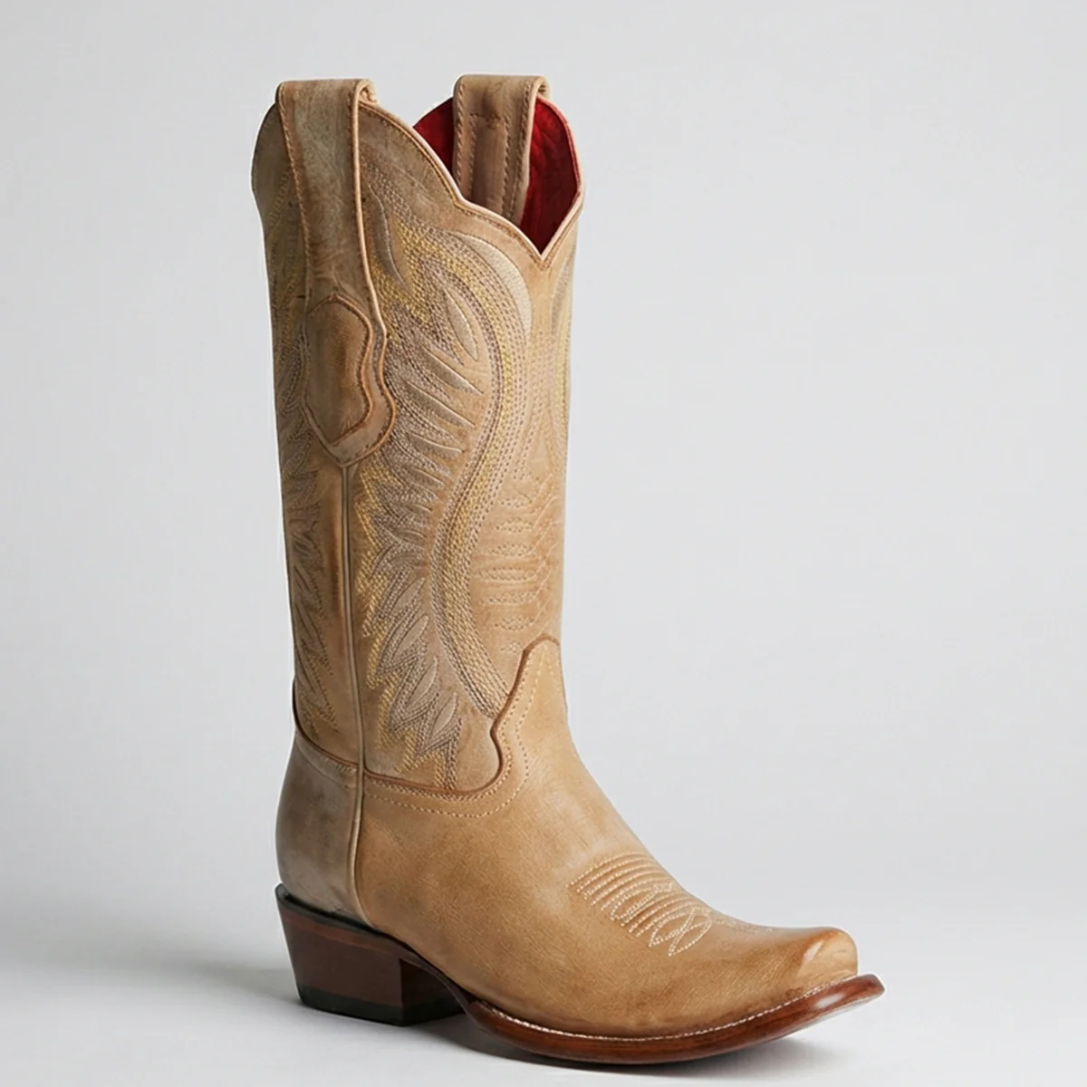 Women's Vintage Honey Cowboy Boots Semi Square Toe