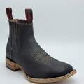 Men's Crazy Horse Black Chelsea Boots Square Toe