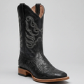 Men's Black Hand-Tooled Western Boots Square Toe