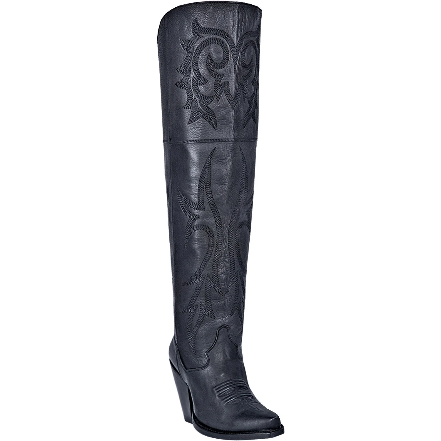 Women's Desert Black Over The Knee Boots Snip Toe