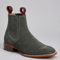 Men's Grey Suede Western Chelsea Boots Square Toe