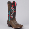 Quincy Cowgirl Boots With Flowers Square Toe
