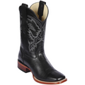 Nubuck Black Western Boots Square Toe