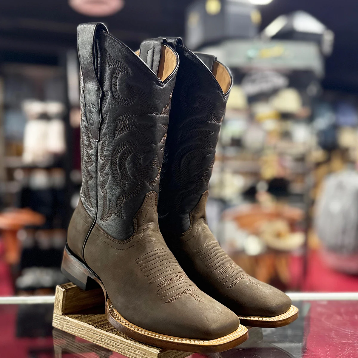 Brown Western Boots Square Toe
