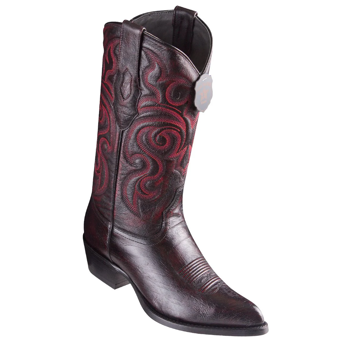 Los Altos Smooth Ostrich Black Cherry Cowboy Boots J-Toe 999718