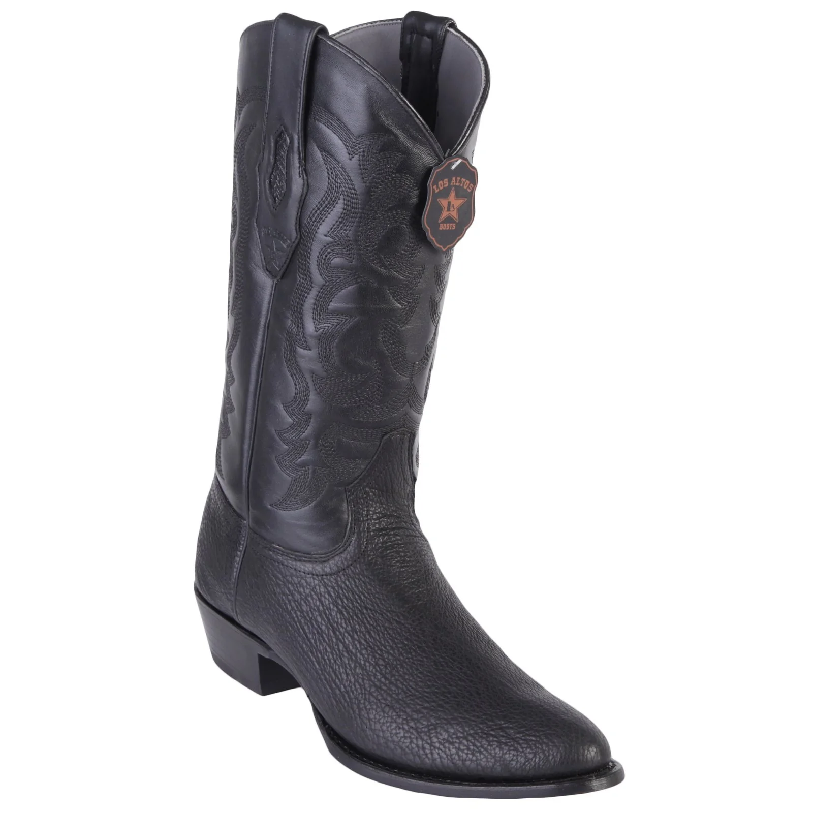 Los Altos Shark R-Toe Black Cowboy Boots 659305