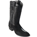 Los Altos Single Stone Stingray R-Toe Black Cowboy Boots 651205