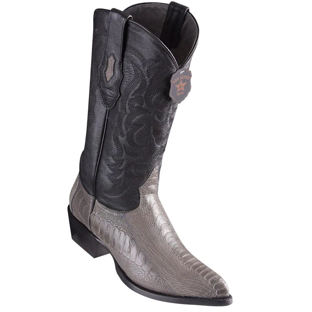 Los Altos J-Toe Ostrich Leg Grey Cowboy Boots 990509