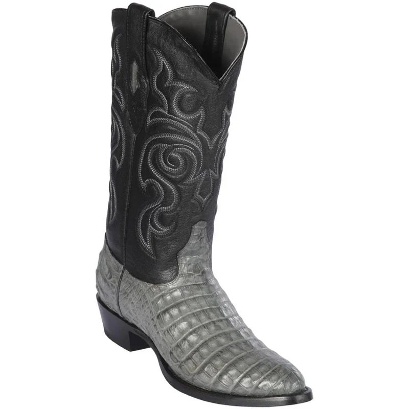 Los Altos Men's Gray Caiman Belly Cowboy Boots Round Toe