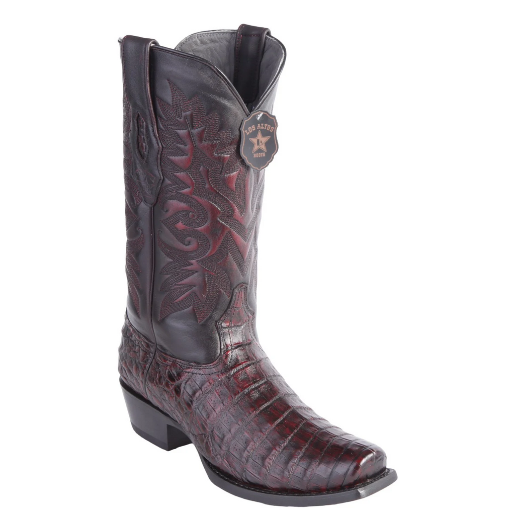Los Altos Men's Black Cherry Caiman Belly Cowboy Boots 7-Toe 588218