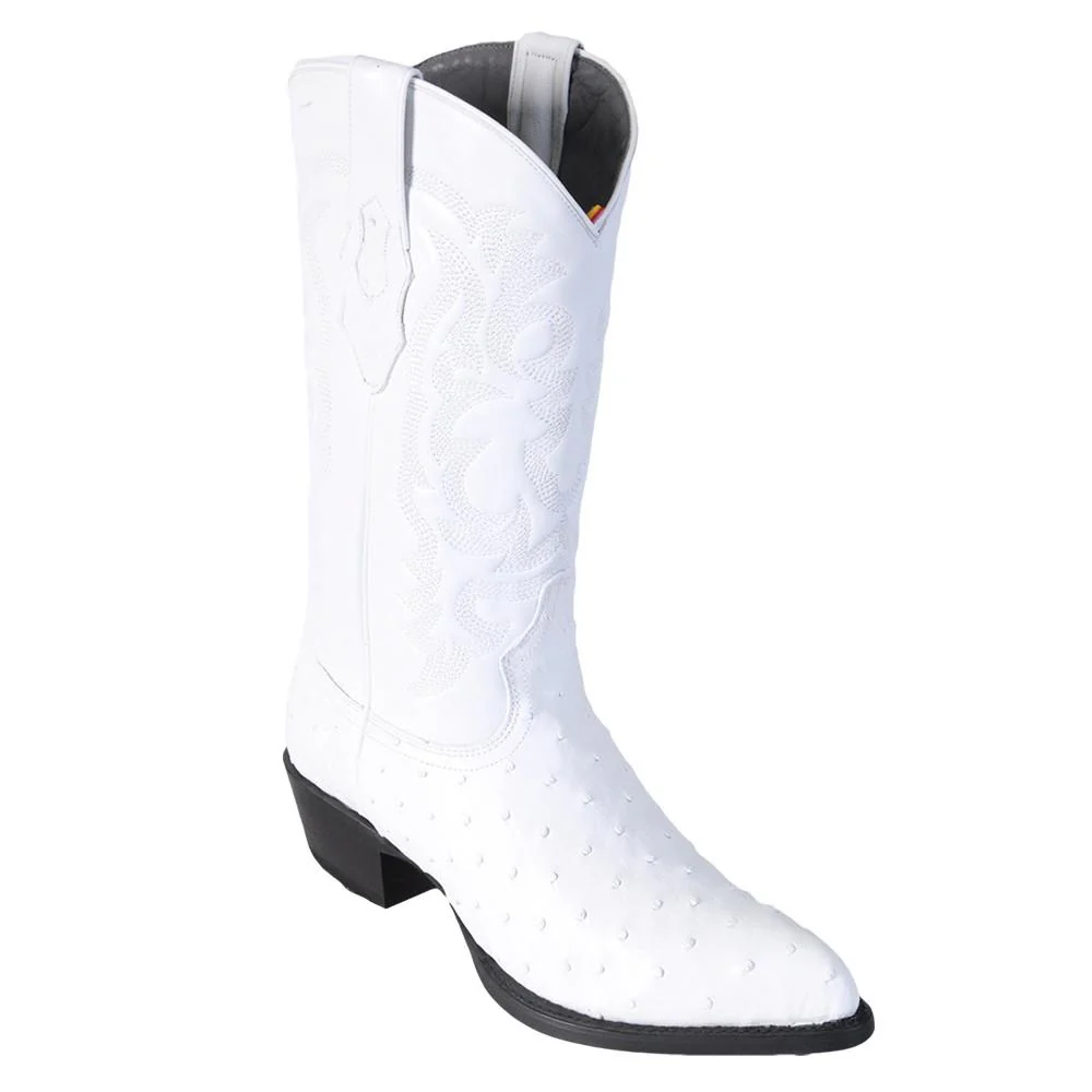 Los Altos White Ostrich Cowboy Boot J Toe 990328